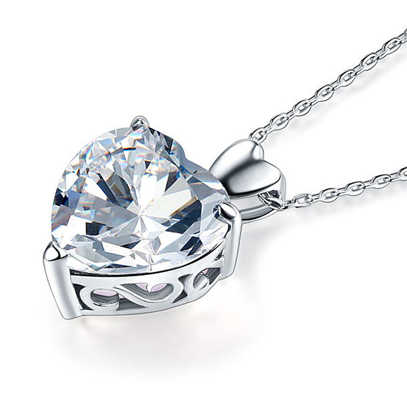 Heart Created Diamond Pendant Necklace 925 Sterling Silver Bridesmaid Wedding Jewelry XFN8043